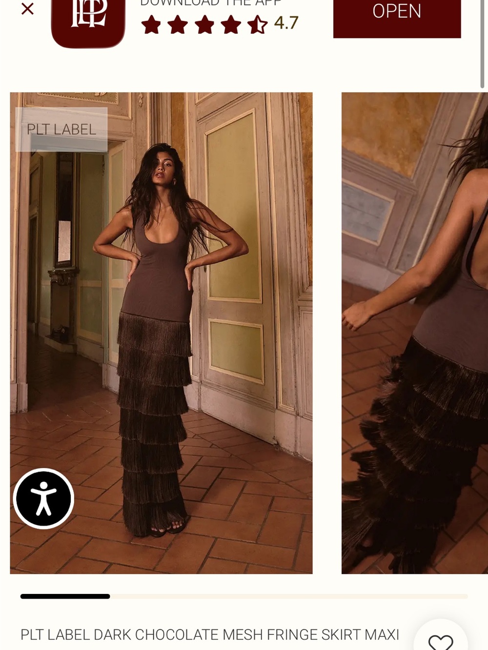 PrettyLittleThing Dark Chocolate Mesh Fringe Maxi Dress